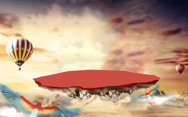 红色浮空岛热气球鹦鹉海报背景jpg设计背景_新图网 https://ixintu.com 海报 热气球 红色 背景 鹦鹉