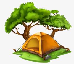 卡通帐篷树木素材
