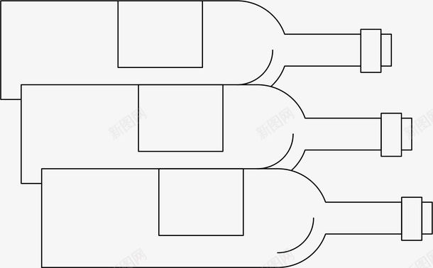 酒瓶线条矢量图ai免抠素材_新图网 https://ixintu.com 玻璃酒瓶 红酒瓶子 线条 葡萄酒瓶子 酒瓶 酒瓶子 矢量图