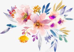 梦幻脚印水粉水粉彩绘花朵高清图片