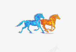蓝色骏马创意蓝色红色奔腾的骏马高清图片