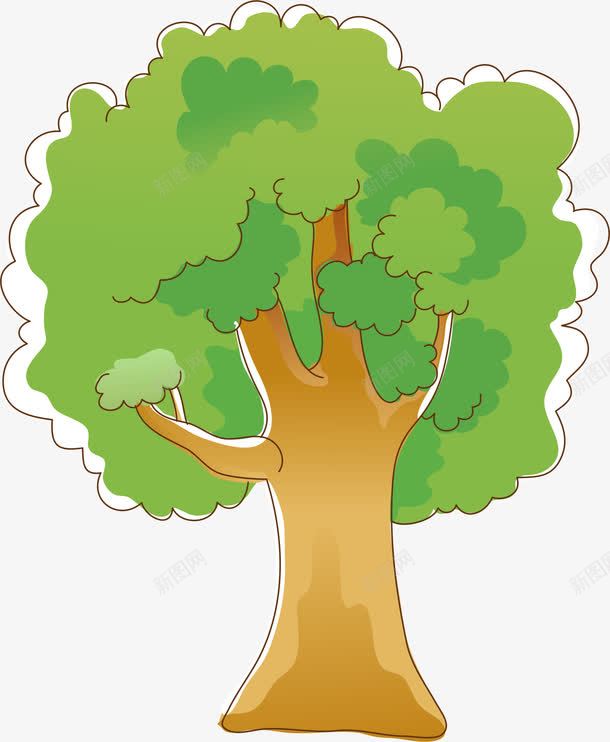 手绘绿色树木png免抠素材_新图网 https://ixintu.com 卡通 大树 手绘 树 树木 线条 绿树 绿色