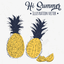 字母菠萝彩绘菠萝矢量图高清图片