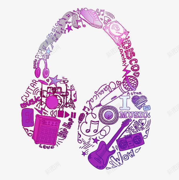 耳机psd免抠素材_新图网 https://ixintu.com 创意 创意耳机 彩色 数字 炫彩动感线条 线条 色彩 运动耳机跑步挂耳式 音乐