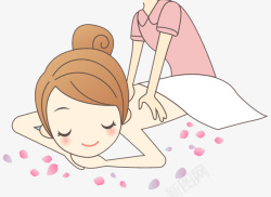 中式养生卡通女孩美容养生护肤按摩高清图片