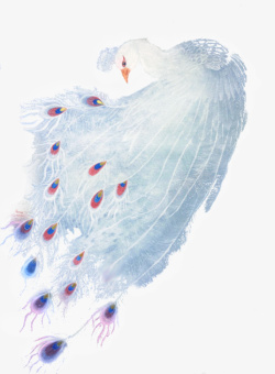 羽毛免扣PNG图美丽的孔雀水彩图高清图片