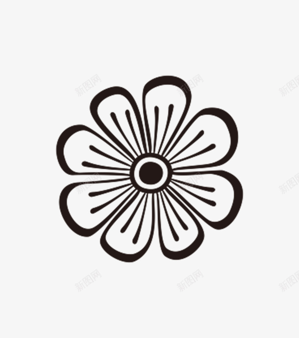 黑色花朵图标png_新图网 https://ixintu.com 手绘 简洁流畅 简笔画 线条 花卉 花朵 花纹 黑色