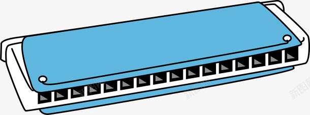 蓝白色迷你风格口琴png免抠素材_新图网 https://ixintu.com 乐器 卡通口琴 口琴乐器 矢量口琴 蓝白色 迷你风格