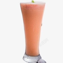 高腰玻璃杯冷暖色水蜜桃汁高清图片