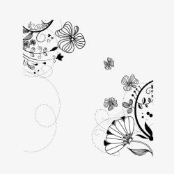 简约花朵笔刷线条蝴蝶兰高清图片