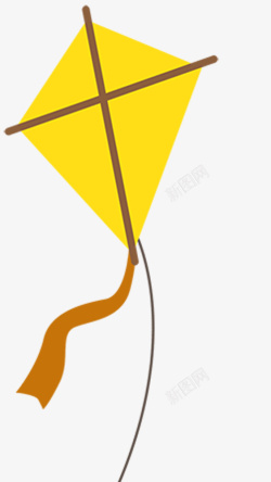 黄色风筝黄色手绘简约风筝高清图片