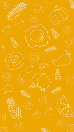 绘画菜单黄色背景勾线水果美食平面广告高清图片