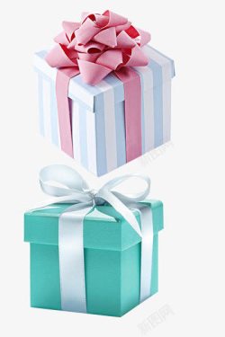 粉色礼品盒白色绿色礼品盒粉色丝带高清图片
