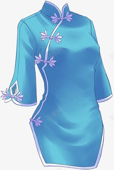 女性蓝色旗袍模板png免抠素材_新图网 https://ixintu.com 女性 旗袍 样式旗袍 模板 蓝色