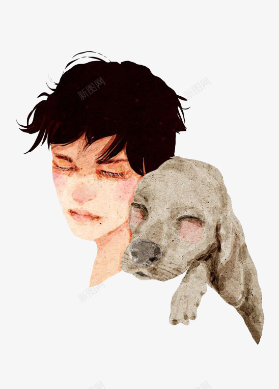 男孩和小狗png免抠素材_新图网 https://ixintu.com 卡通 宠物 小狗 手绘 插画 水彩 男人