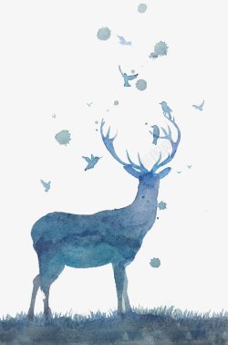 水彩的小鹿手绘小鹿高清图片