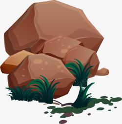 碎裂石子岩石棕色卡通石头高清图片