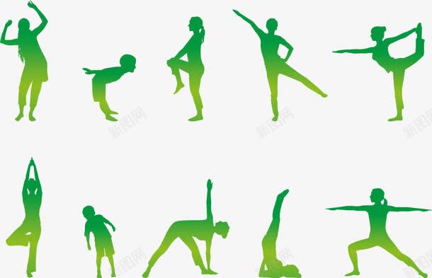 做瑜伽的美女png免抠素材_新图网 https://ixintu.com 人物剪影 健美 健身 女性 水彩 瑜伽 绿色剪影 锻炼