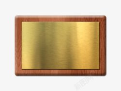 铜块木板上镶嵌的金属铜板高清图片