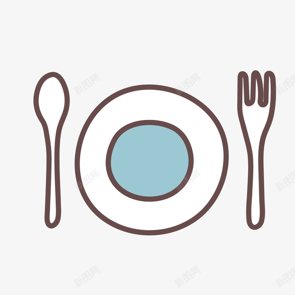蓝白色的卡通刀叉图标png_新图网 https://ixintu.com 刀叉 叉子 可爱 图标 婚礼 碟子 粉嫩系 餐具