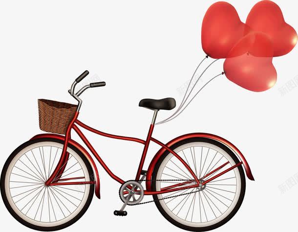 红色气球自行车png免抠素材_新图网 https://ixintu.com 免抠PNG 气球 爱心 红色 自行车 装饰图案 青春