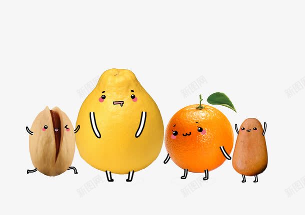 卡通水果坚果小人png免抠素材_新图网 https://ixintu.com 卡通 柚 柚子 柚子卡通 橙子 水果 蔬果 香甜
