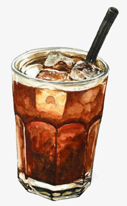 美式动画卡通手绘美式冰咖啡高清图片