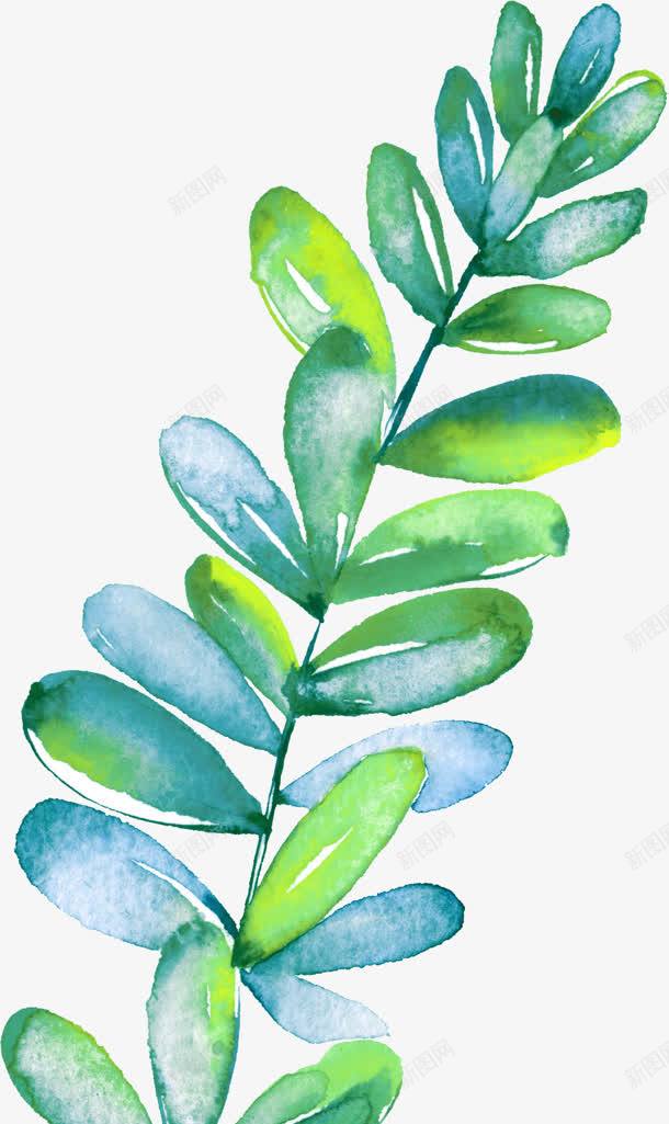 蓝绿色水彩树叶装饰png免抠素材_新图网 https://ixintu.com 树叶 水彩 蓝绿色 装饰