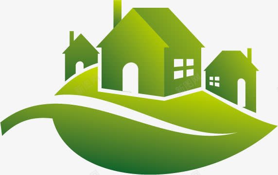 绿色环保logo图标png_新图网 https://ixintu.com logo模板 logo设计 全家logo 创意设计 房屋 标志图标 树叶 环保 绿色