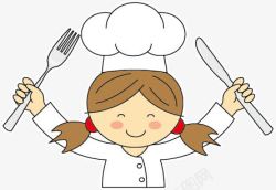 刀叉厨师卡通儿童小厨师高清图片