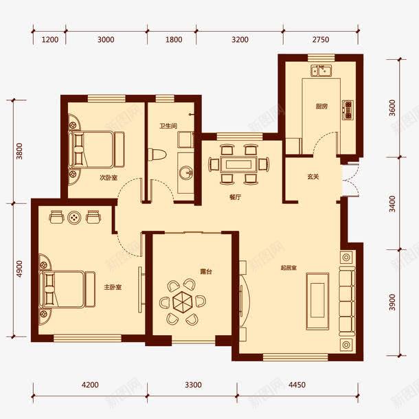 户型平面布置图png免抠素材_新图网 https://ixintu.com CAD平面图 两室一厅户型图 彩页设计 户型图彩页 户型图彩页模板 房间平面图