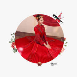 古装婚纱背景中式结婚礼服龙凤褂高清图片