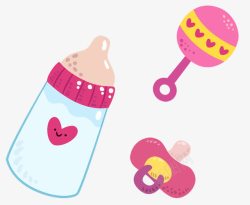 蓝色图案宝宝奶瓶婴儿用品高清图片
