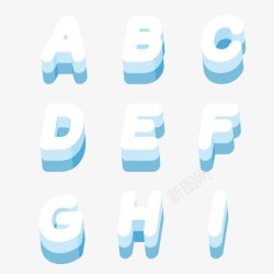 立体文字51手绘云朵立体英文字母ABC高清图片