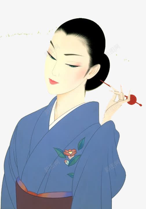 美女png免抠素材_新图网 https://ixintu.com 发簪 和服 手绘女人 日本