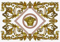 地毯纹理方形的金色花藤纹理高清图片