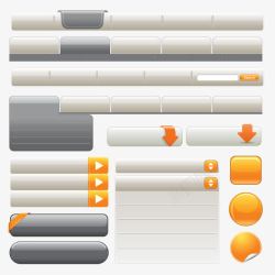 漂亮按钮素材灰色系网页导航条图标高清图片