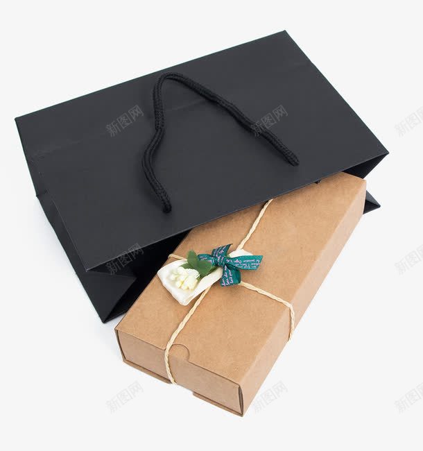 礼品盒包装png免抠素材_新图网 https://ixintu.com 电商 礼物 蝴蝶结 黑色袋子