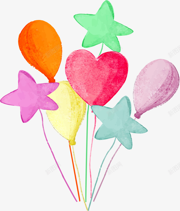 儿童节手绘多彩气球png免抠素材_新图网 https://ixintu.com 儿童节 各式气球 多彩气球 手绘气球 水彩 绘画