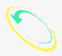 黄绿色循环箭头圆环箭头高清图片