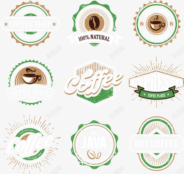 手绘咖啡标签矢量图图标ai_新图网 https://ixintu.com LOGO logo在线生成 咖啡标签 咖啡豆 图标 徽章 手绘 矢量图