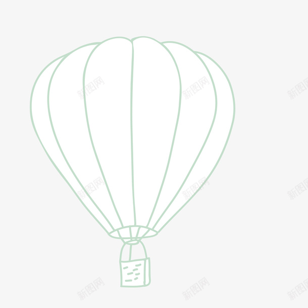简笔画热气球png免抠素材_新图网 https://ixintu.com png图形 手绘 热气球 绿色 装饰