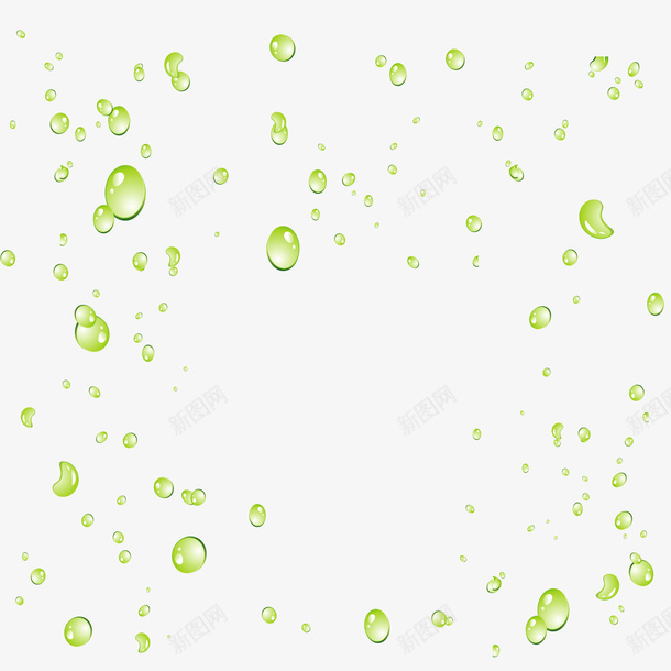 绿色透明水滴png免抠素材_新图网 https://ixintu.com 卡通水滴 水珠 液体 绿色 背景装饰 透明水珠