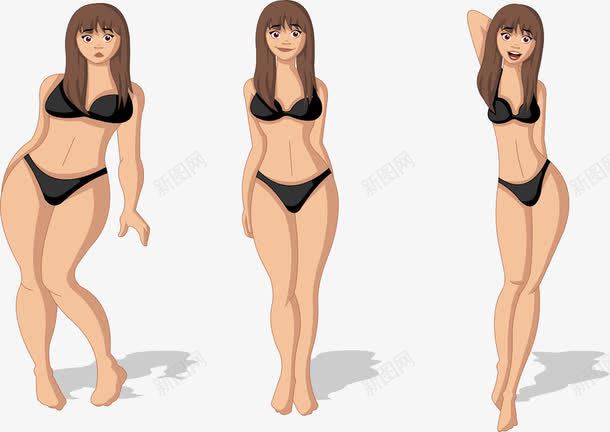 瘦身的女孩png免抠素材_新图网 https://ixintu.com 减肥 减肥成功 减肥过程 卡通 女人 女孩 小女孩 手绘 由胖到瘦