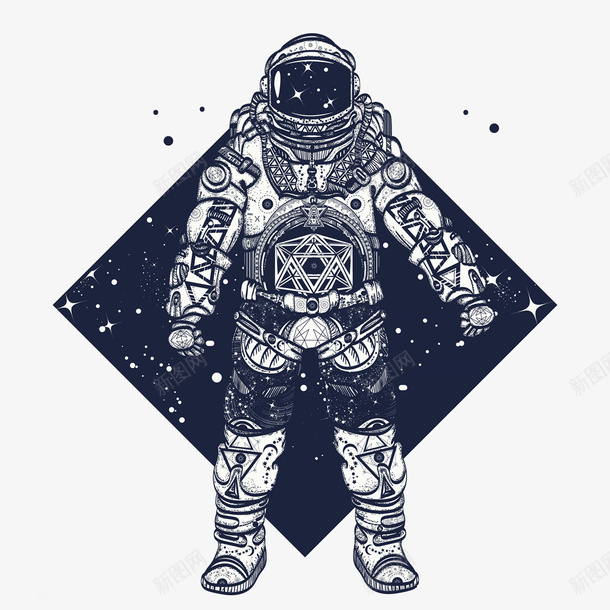 太空宇航员png免抠素材_新图网 https://ixintu.com 创意 卡通 壁纸 宇航员 封面 彩色 手绘 插图