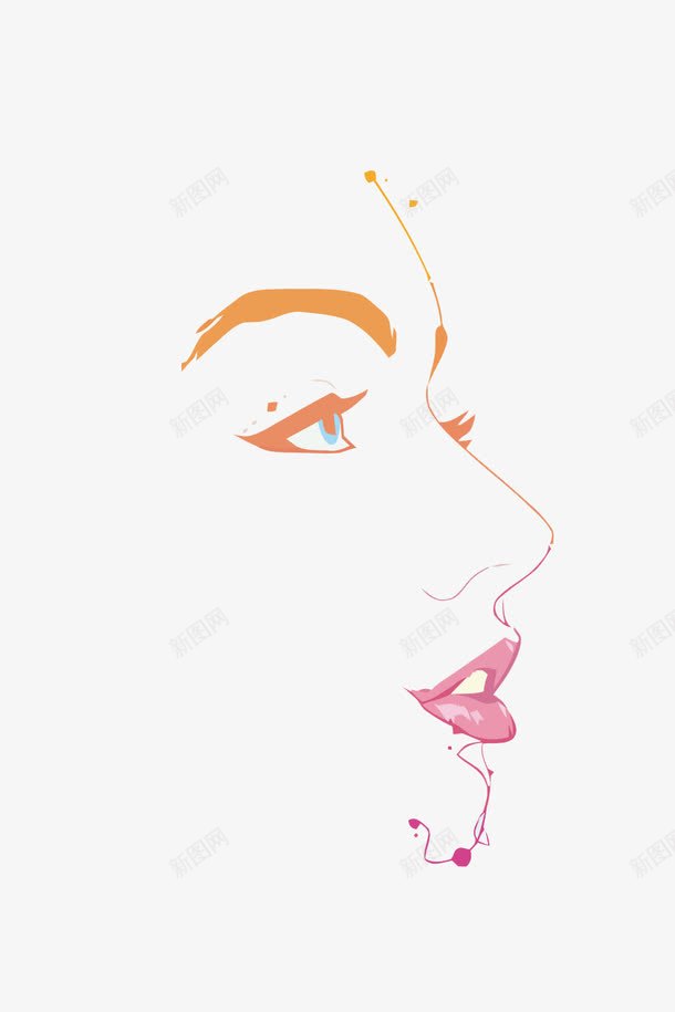 女人的脸png免抠素材_新图网 https://ixintu.com 卡通手绘 眼睛 线条 脸 脸矢量