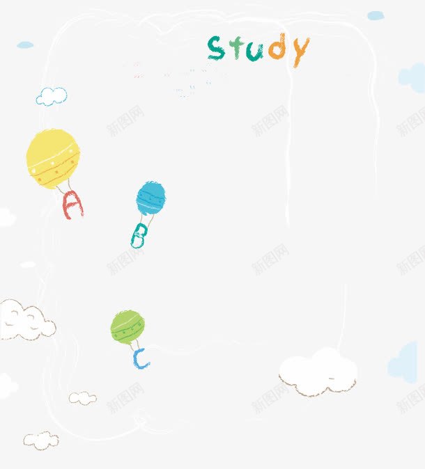 卡通字母png免抠素材_新图网 https://ixintu.com CDR 卡通字母 热气球 白云图片