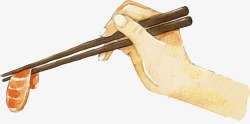 手拿筷子夹菜图素材