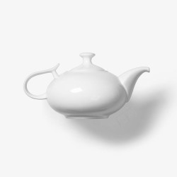 印花瓷茶壶白色茶壶餐具高清图片