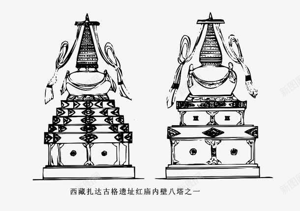 西藏扎达古格遗址红庙内壁八塔png免抠素材_新图网 https://ixintu.com 壁画矢量 藏族元素 藏族文化 藏族风情